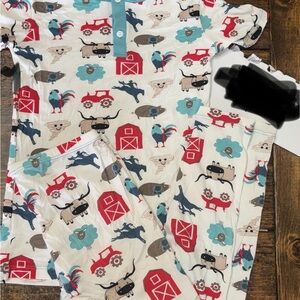 Farm Animal Print Kickee Pajama Set